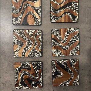 Hand Painted One of a Kind Abstract Patterned Coasters Set